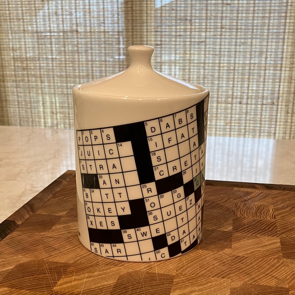 NYT Crossword Puzzle Coffee canister ceramic covered jar Fishs Eddy